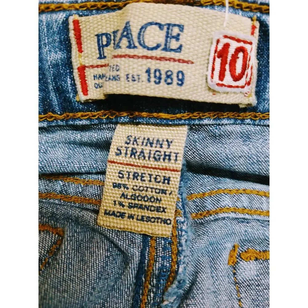 Children's Place‎ Skinny Straight Blue Jeans Girls Size 10 Adjustable Waist